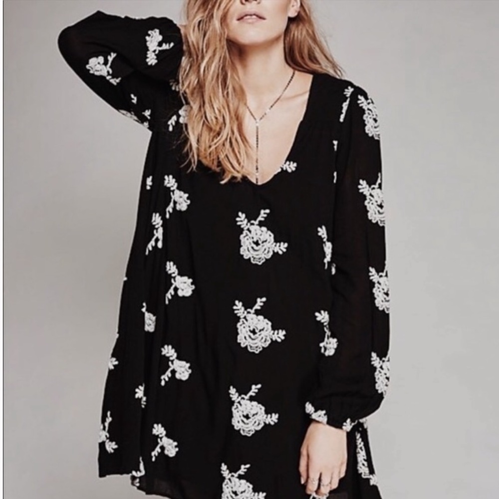 Free People, Long Sleeve Embroider Dress